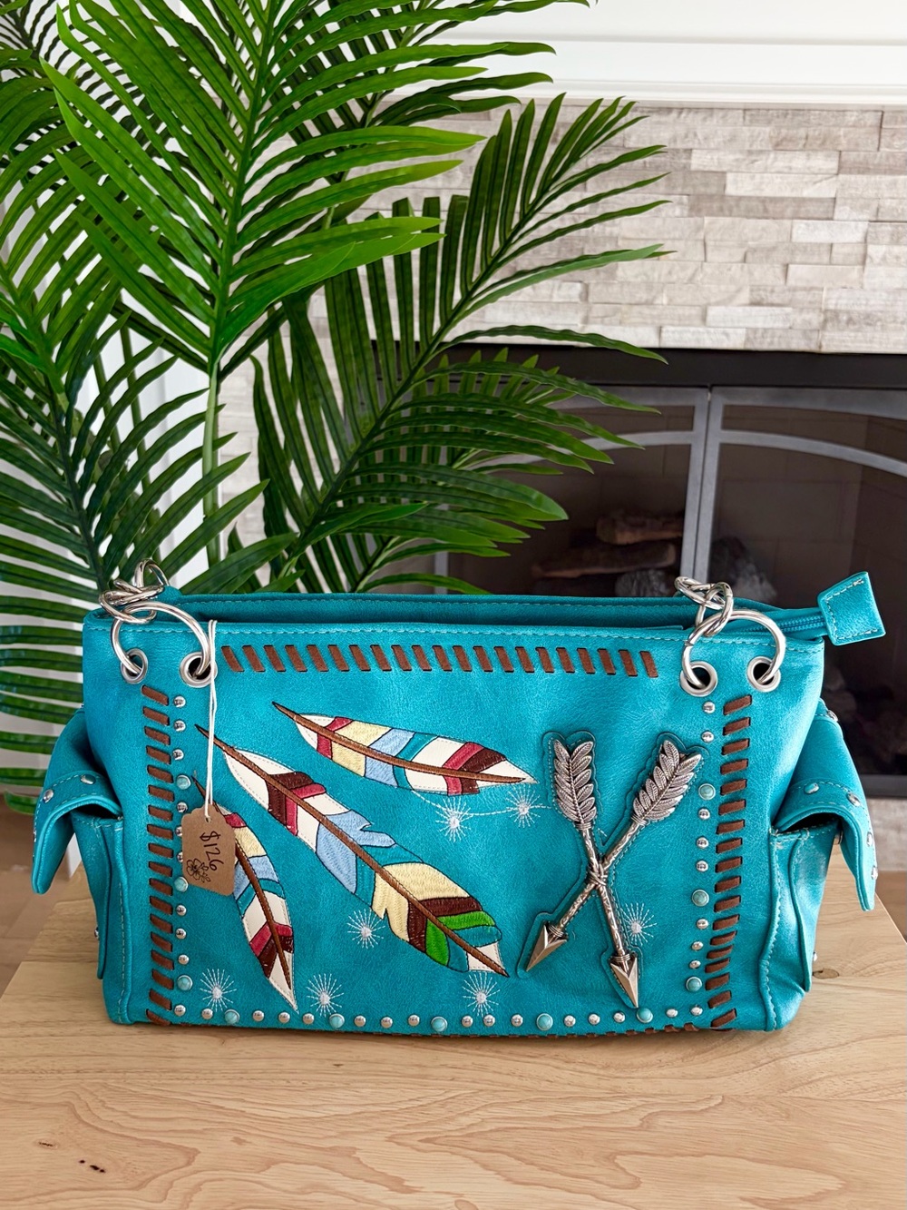 Embellished & Embroidered Feather & Arrow Handbag 🪶✨